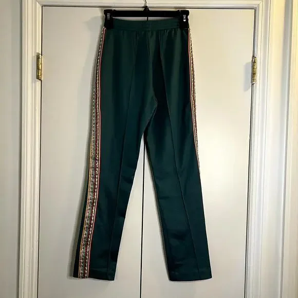 AREA Emerald Green Pants Crystal Side Stripe Zip Pocket Straight Leg size XS - Picture 5 of 9